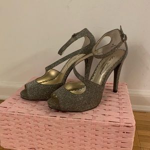 Lulu Townsend Silver Glitter Heels